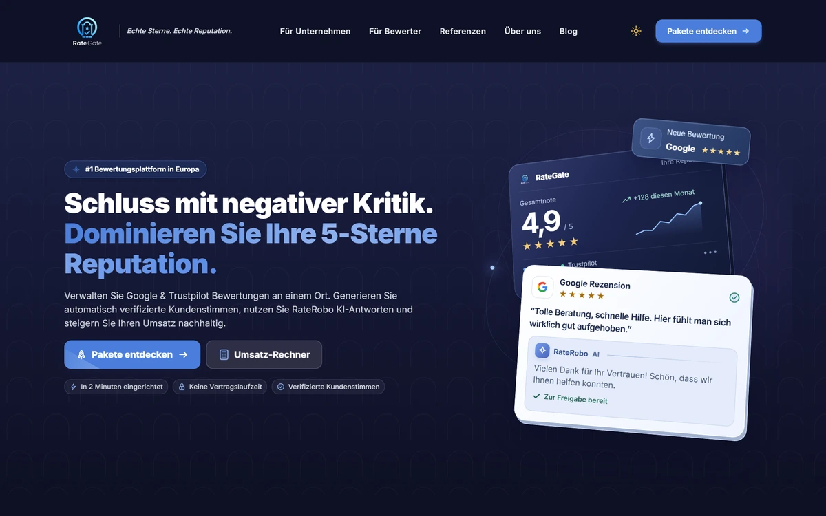 RateGate Website Vorschau